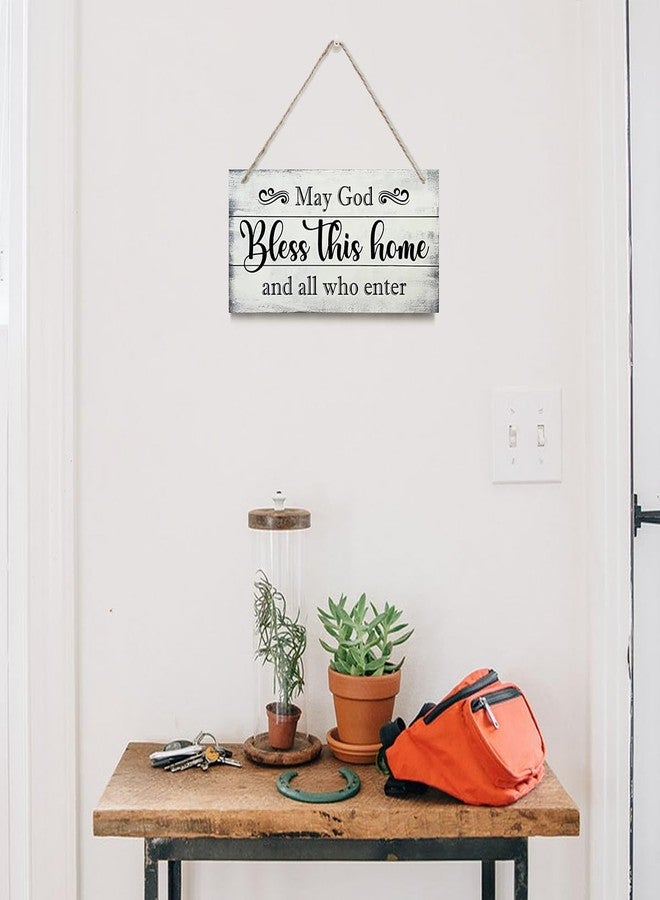 EDCTO May God Bless This Home Decor Sign, Printed Wood Wall Art Sign, God Bless Sign, Home Signs Decor, Hanging Wood Sign Home Decor, Rustic Farmhouse Wood Sign Decor Wall Art, Christian Gifts 12x6 in - Image 3